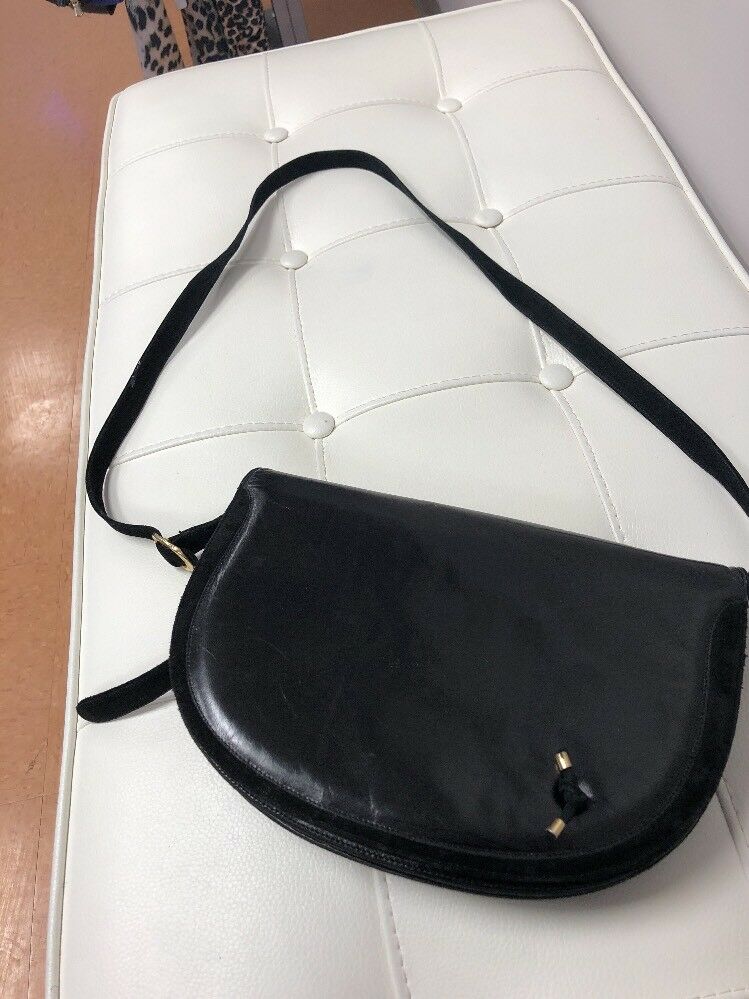 Bally Saddle Bag Glovetanned Leather Black Crossbody Shoulder Bag