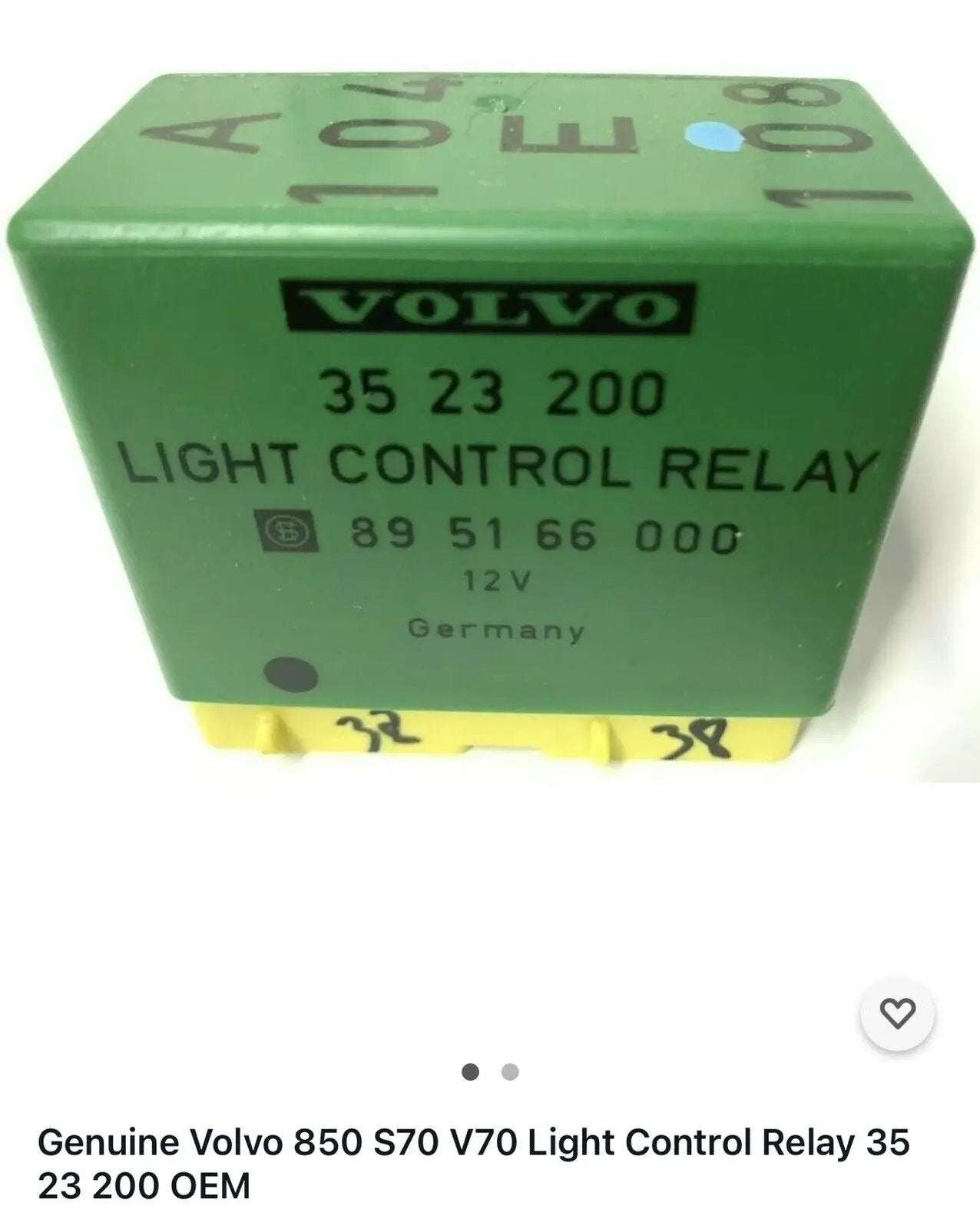 Genuine Volvo 850 S70 V70 Light Control Relay 35 23 200 OEM by VOLVO