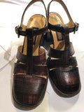 Vintage Coach Italy 8 1/2 B T Strap Camel leather 2 1/2" low heel shoes by Donald J Pliner