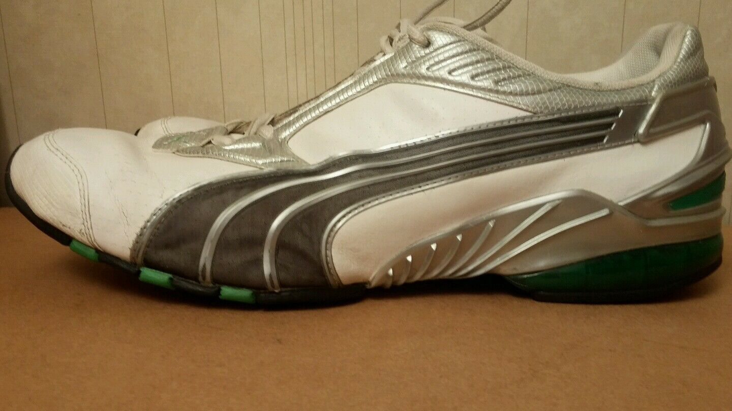 MENS US 12 & UK 11 PUMA COOL ATHELETIC SHOES WHITE  UPPER LEATHET
