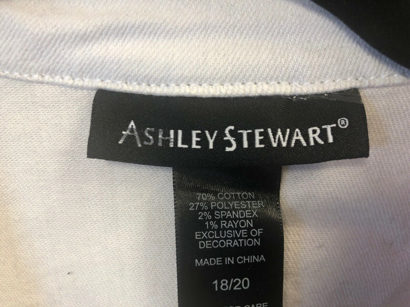 Ashley Stewart Size 18/20 hooded white linen jacket