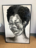 Black American Poster Art Short Afro Bae Chacoal Poster Print 24/36 by American