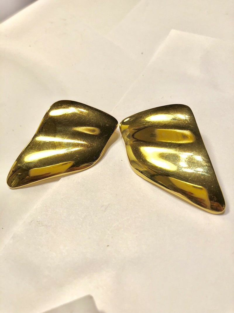 Vintage Napier Gold Tone Square Modernist Clip On Earrings