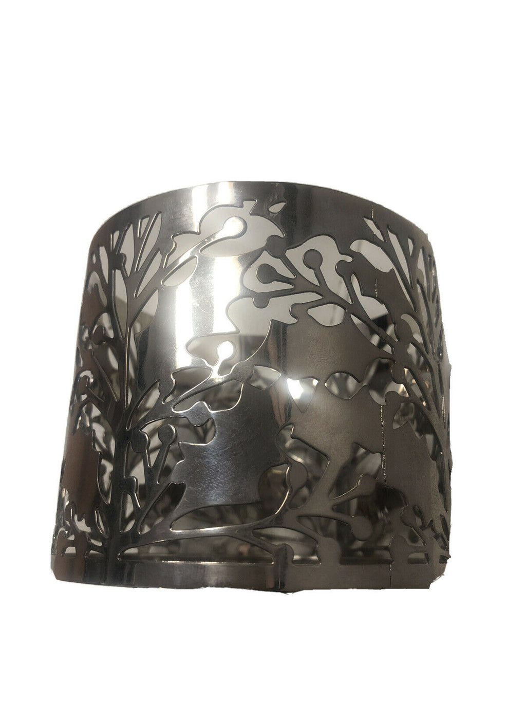 Bath & Body Works Gold Vines Leaves 3 Wick Candle Sleeve Holder Wood Pedestal