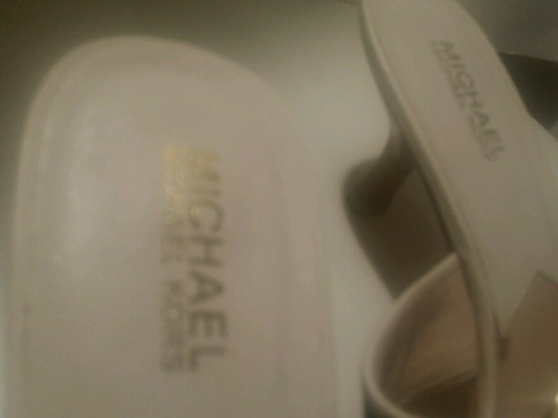 Michael kors canvas thong sandals 2 inch heel and gold hardware