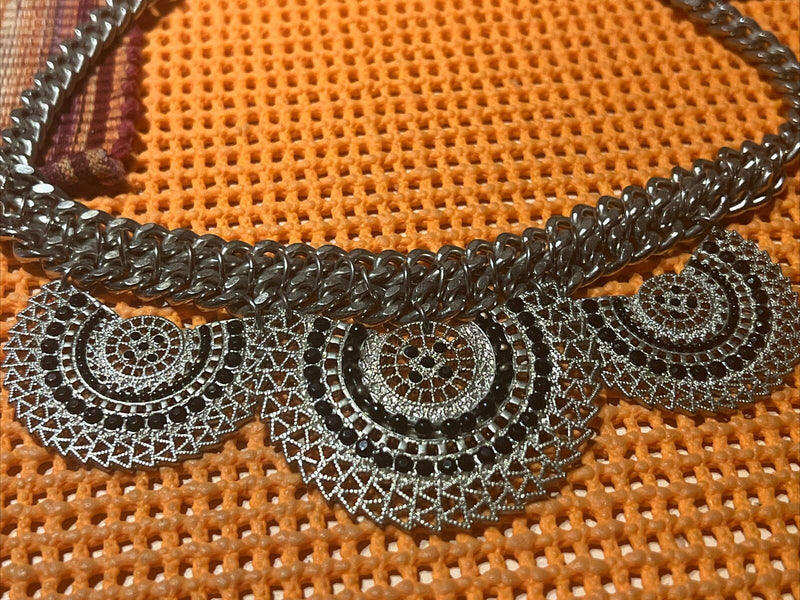 Silver  Tribal Costume NECKLACE CHOKER JEWELLERY