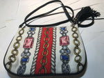 Brighton  Canvas & Leather Crossbody Bag Fun Tassel Purse Handbag