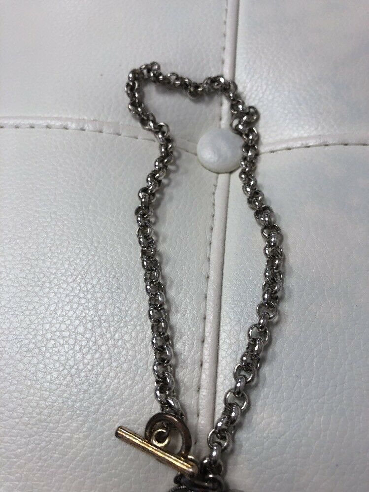 16" Rose Gold Tone Toggle Clear Rhinestone Puffy Heart Necklace
