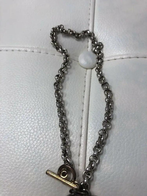 16" Rose Gold Tone Toggle Clear Rhinestone Puffy Heart Necklace by Unbranded
