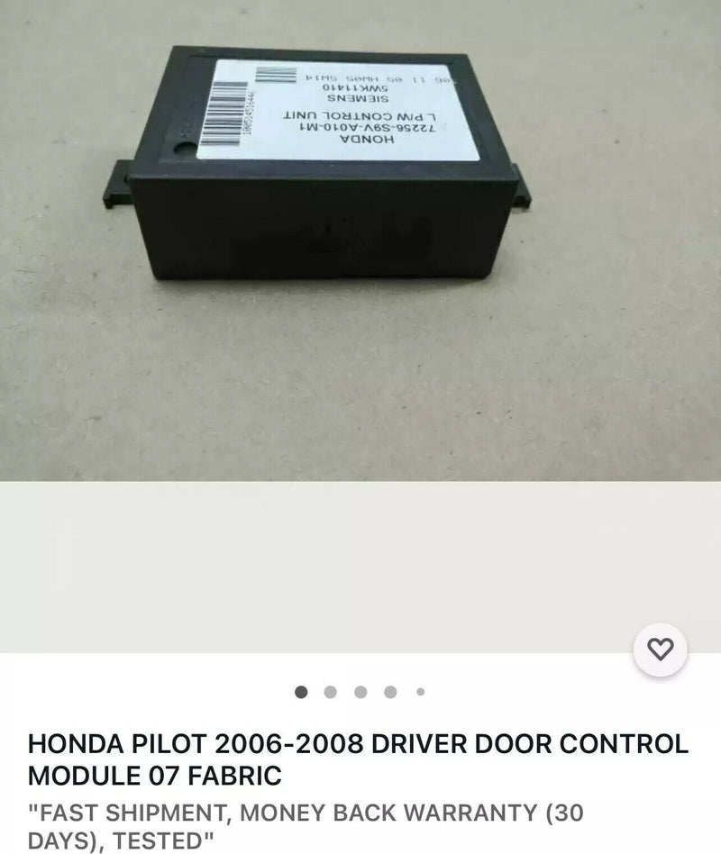 HONDA PILOT 2006-2008 DRIVER DOOR CONTROL MODULE 07 FABRIC