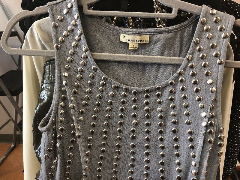 Forever 21 Gray+Silver Studded Sleeveless Dress Women's Size Small