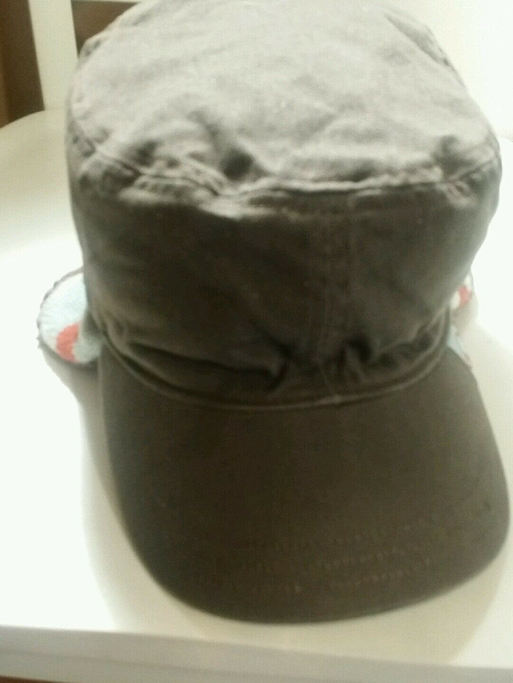 boys army green gymboree hat with striped flaps size5-7