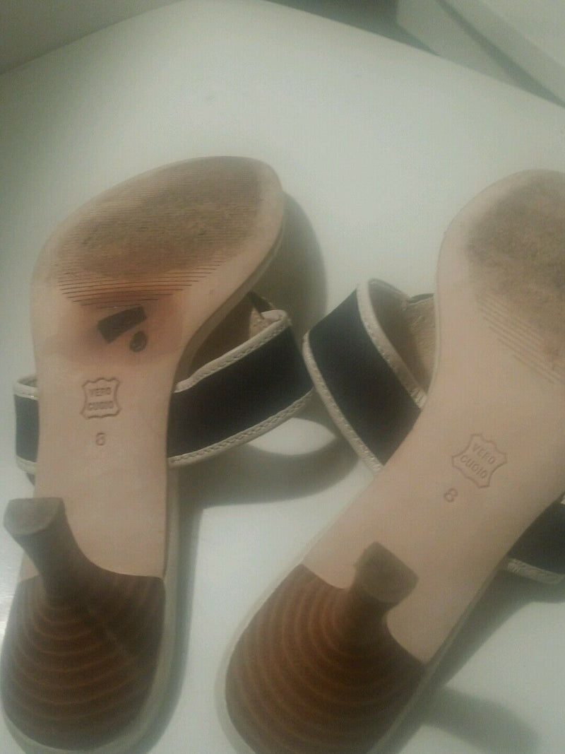 Michael kors canvas thong sandals 2 inch heel and gold hardware