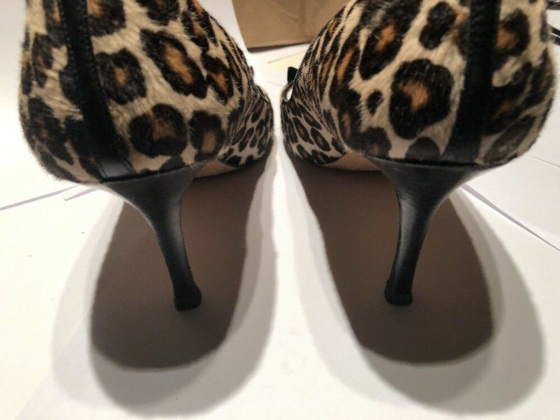 Manola Blahnik Size 41.1/2 Leapord Print  Peep Toe Shoes/10.5