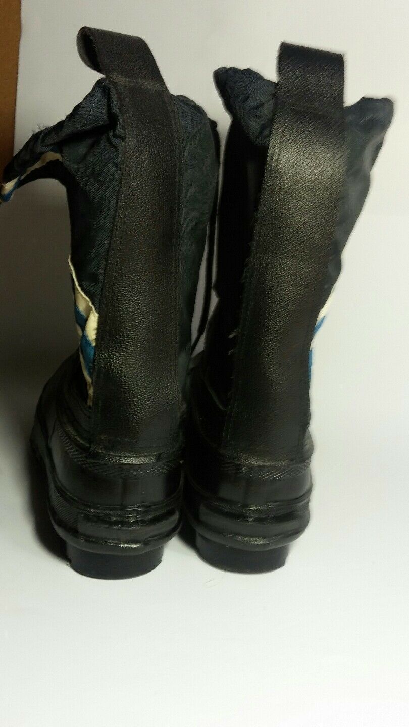 KIDS BLACK BOOT. SIZE 4. WITH STRIPE FROM KOREA. PLASTIC & CANVAS. NEW W/OUT TAG