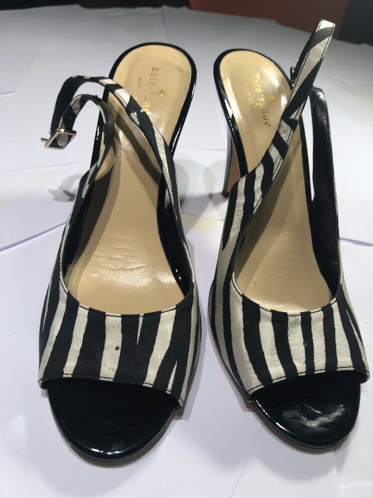 Kate Spade Zebra Print Black Bow Slingback Heels Size 10 M