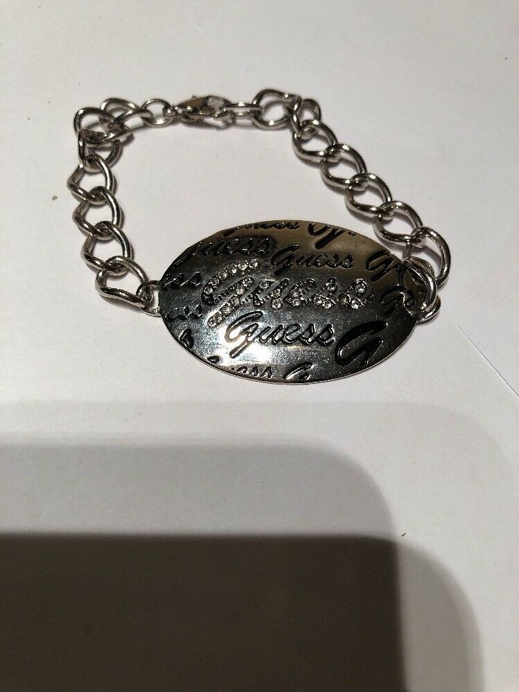 New GUESS Jewellery UBB10103 Silver Tone SS Bracelet w Heart Charm