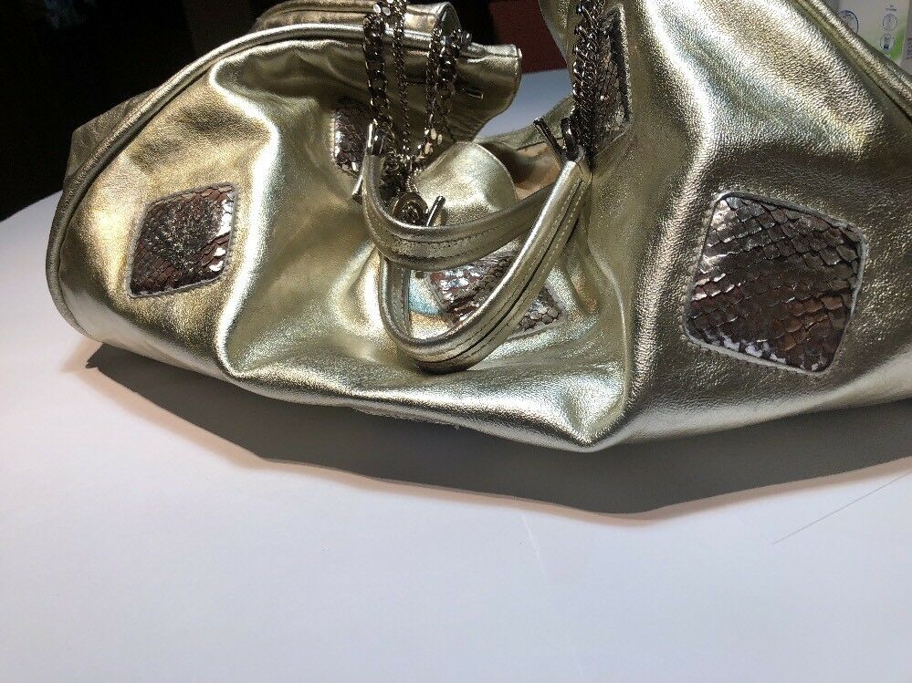 Ph+39 Gold Leather Large Handbag