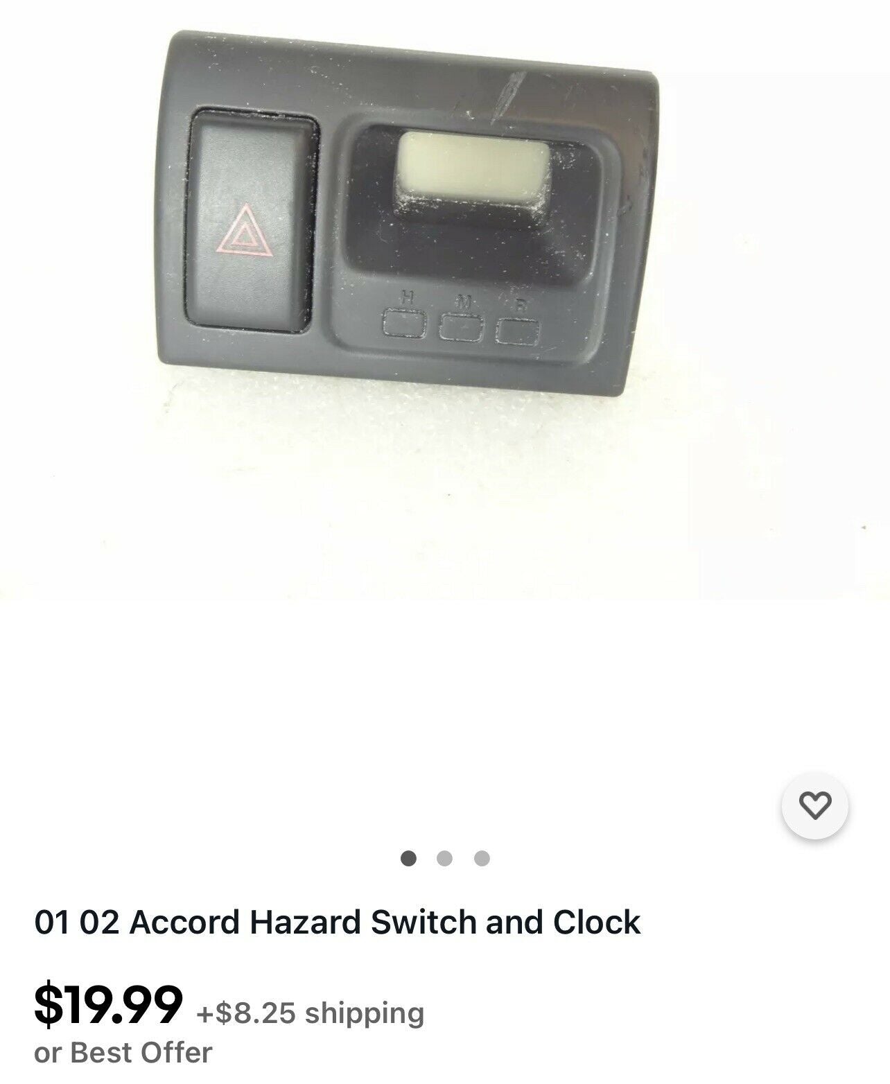 01 02 Accord Hazard Switch and Clock