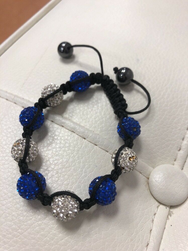 Adjustable Sterling Silver and Blue Bead Bracelet, Fits 6.5" - 7.25" Wrists