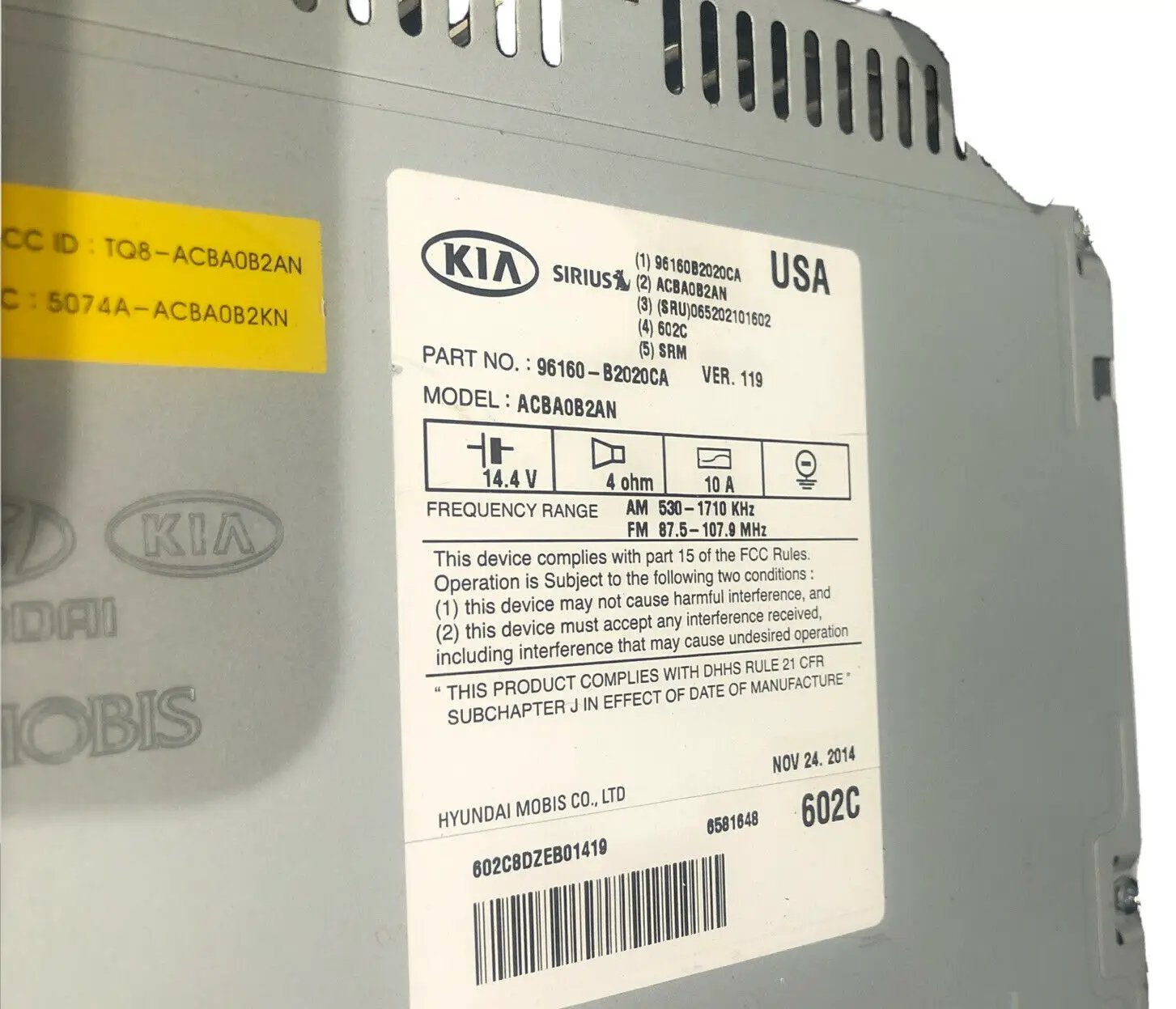 2014-2016 Kia Soul Am Fm Cd Player Radio Receiver 54614 by Kia