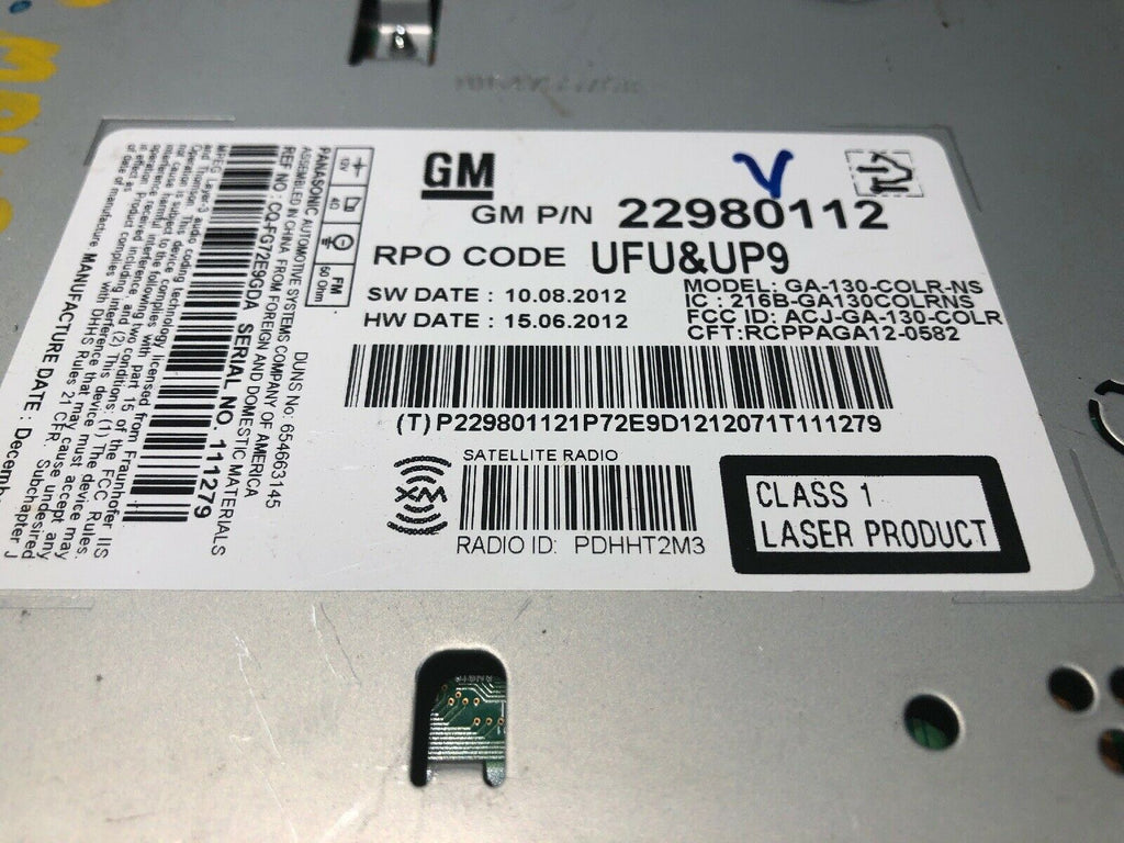 2013 Chevy Malibu RADIO AM-FM,CD, 22980112