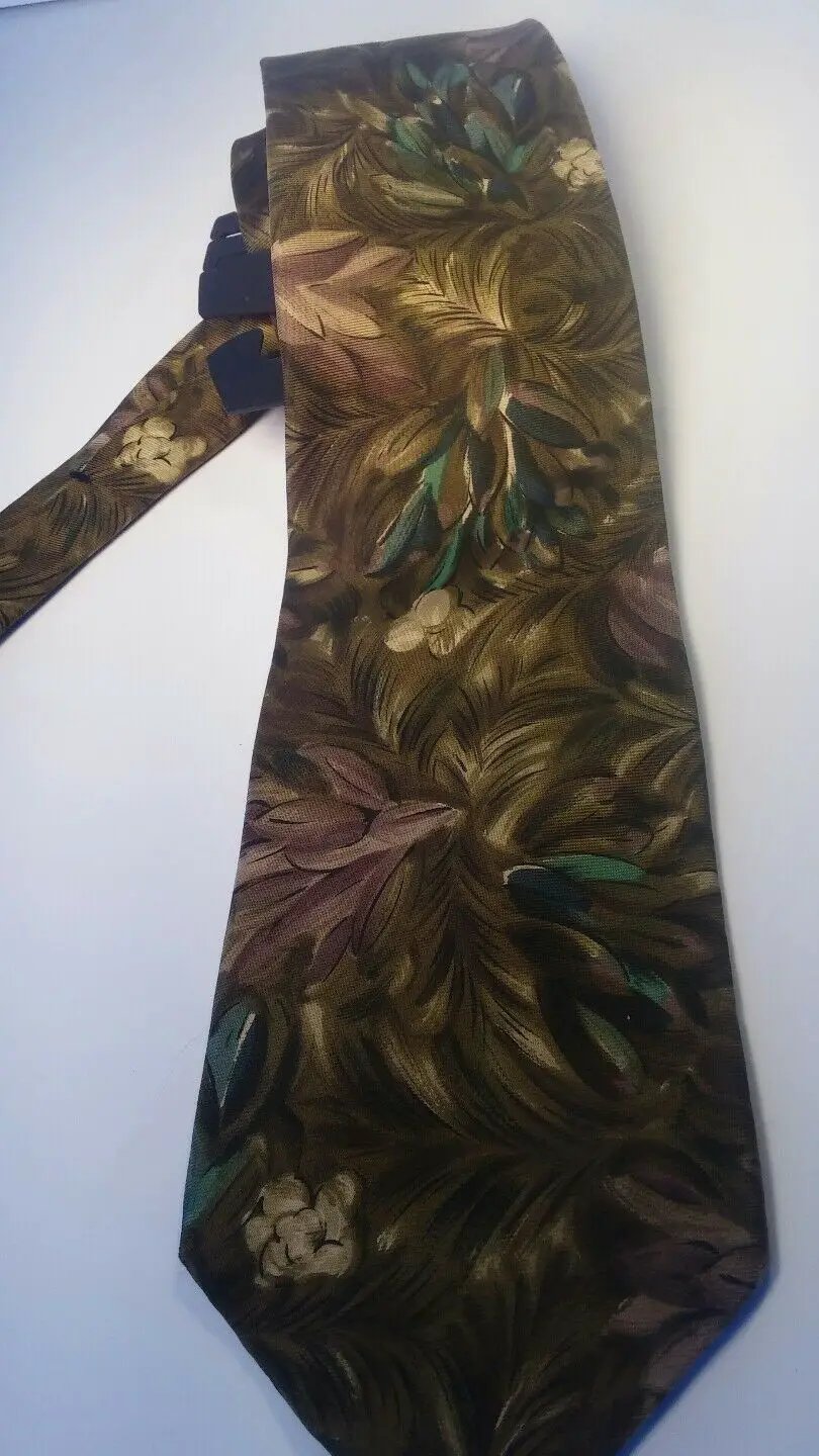 MEN NECK TIES 100% SILK structure STONE green black flowery by DALEY1DEALS,LLC.