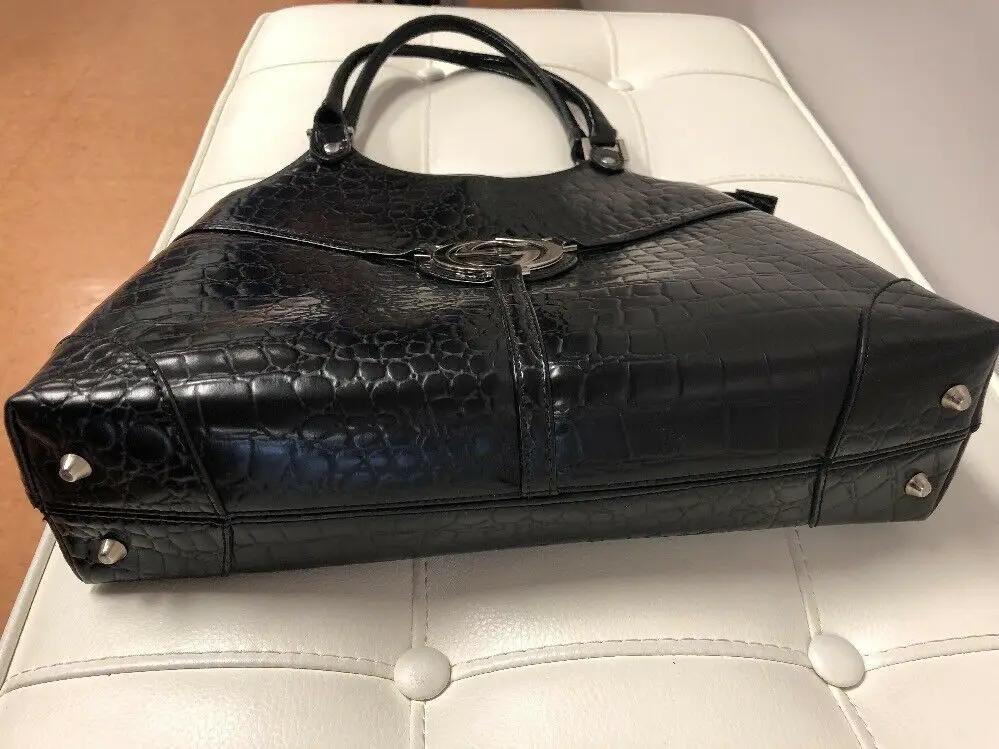 Croco Print Double G Black Handbag by Unbranded