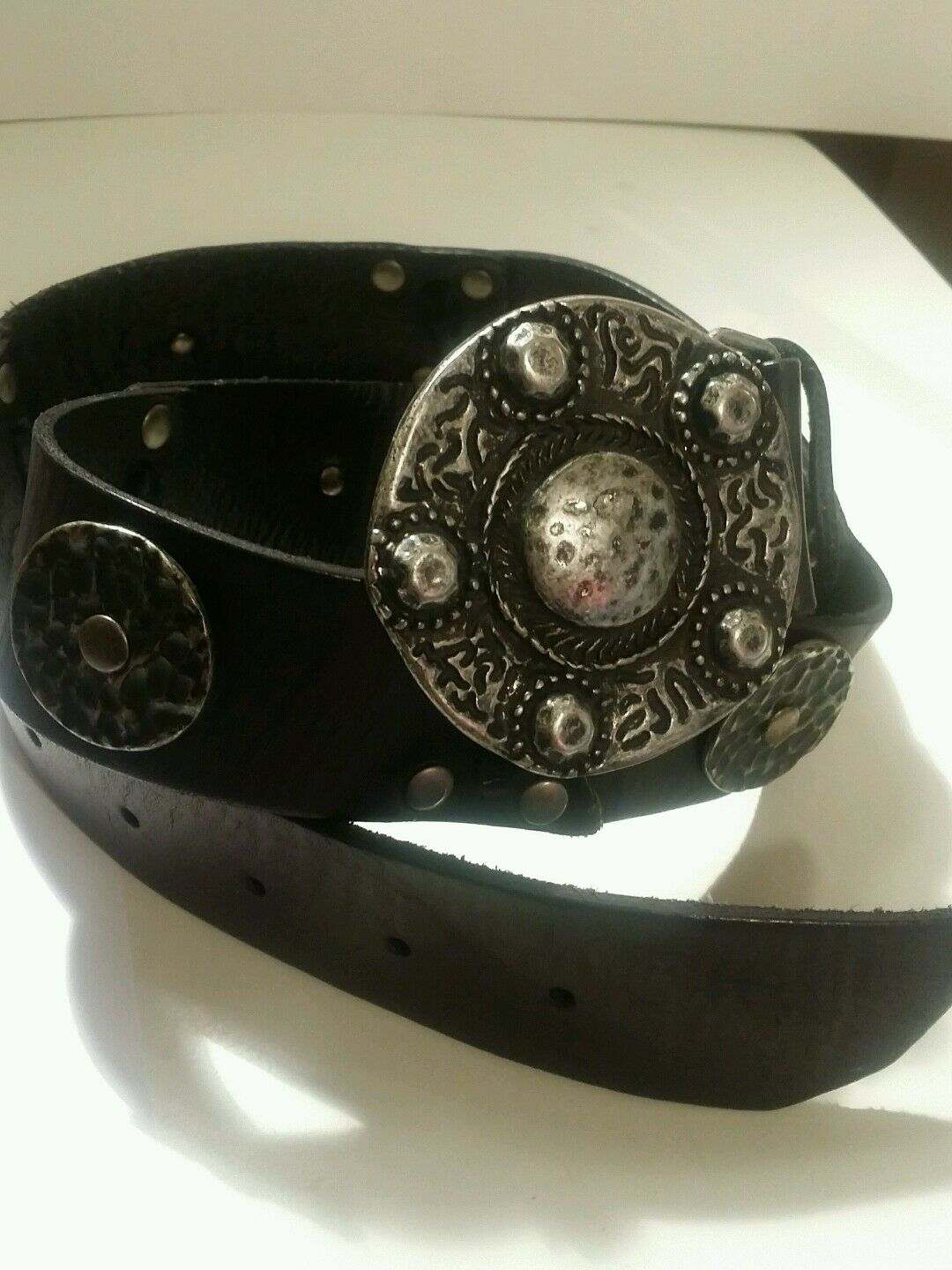 limited express genuine black leather with silver hardware size m
