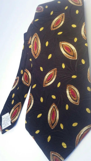 MEN NECK TIES 100% ITALY brown  black flowery. CLAIBORNE
