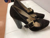 MICHAEL KORS  SUEDE ANNABEL T-STRAP PLATFORM PUMPS DARK BROWN SIZE 6M