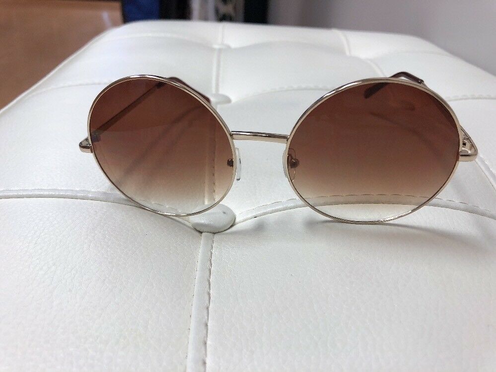 Round Sunglasses Big Oversized XXL Large Huge Glasses Women Frame Retro Gold