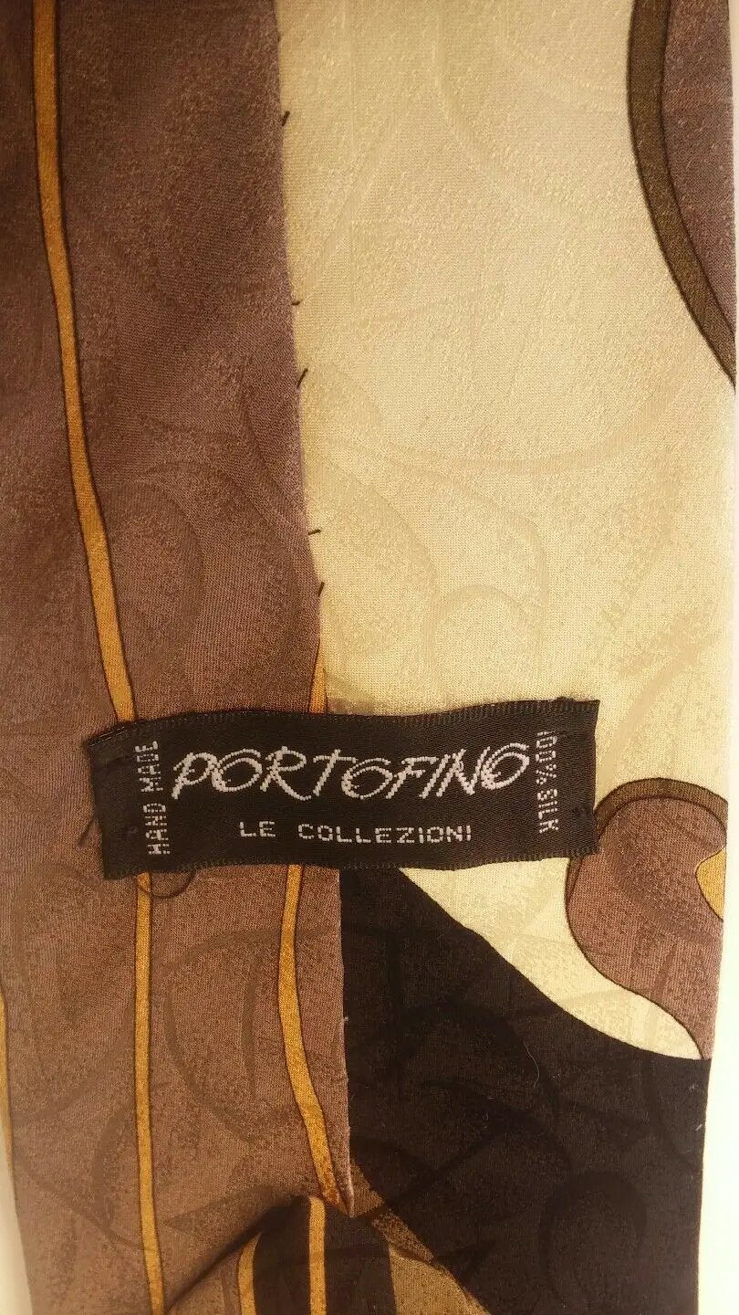 MEN NECK TIES 100% SILK PORTOFINO LE COLLECTION STONE brown black flowery by DALEY1DEALS,LLC.