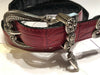 BRIGHTON RED CROCO LEATHER BELT WITH SILVER TONE ROUND HOOK BUCKLE - 5/28SMALL