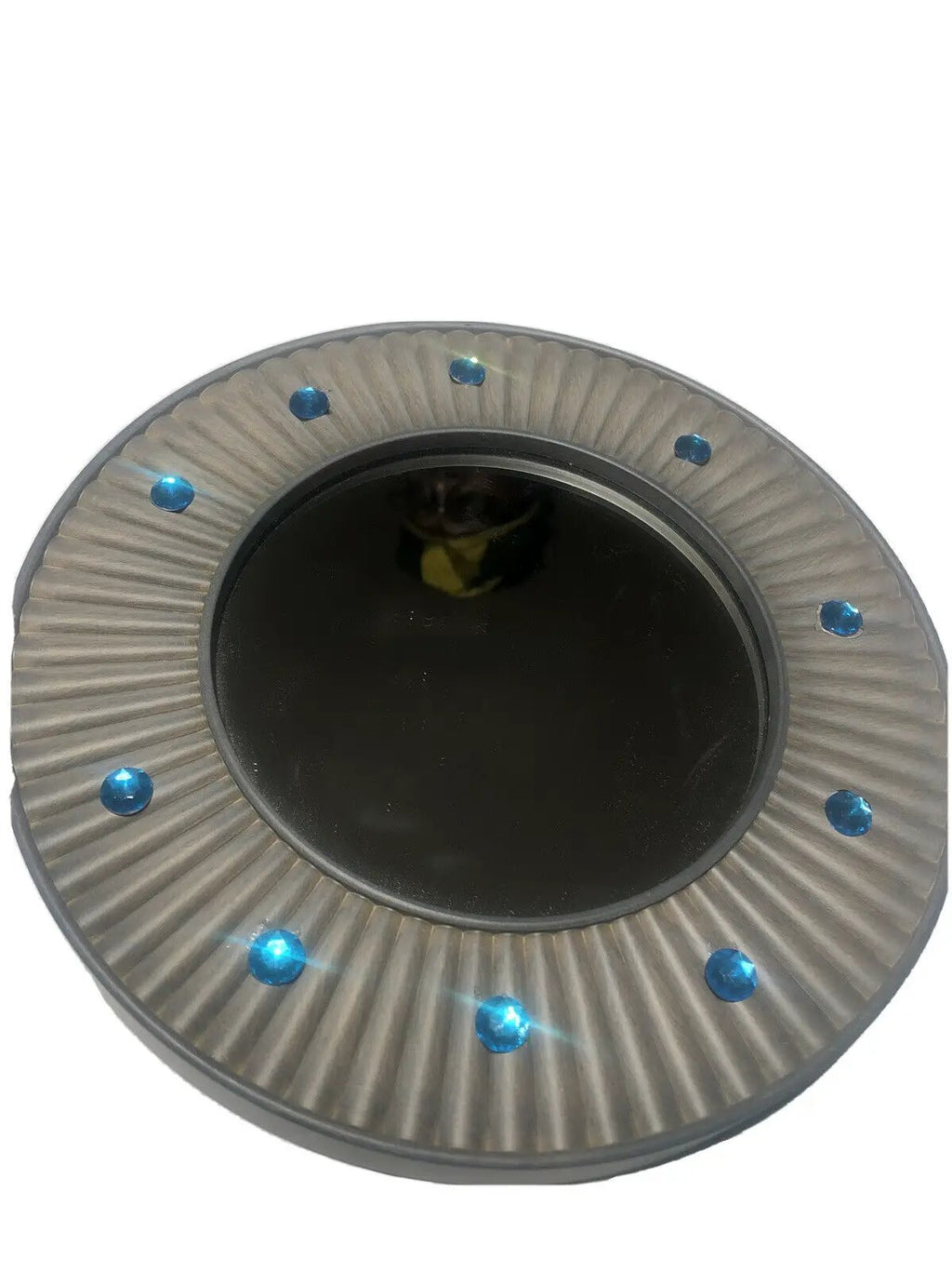 Gray Round Mirror Decor by Unbranded