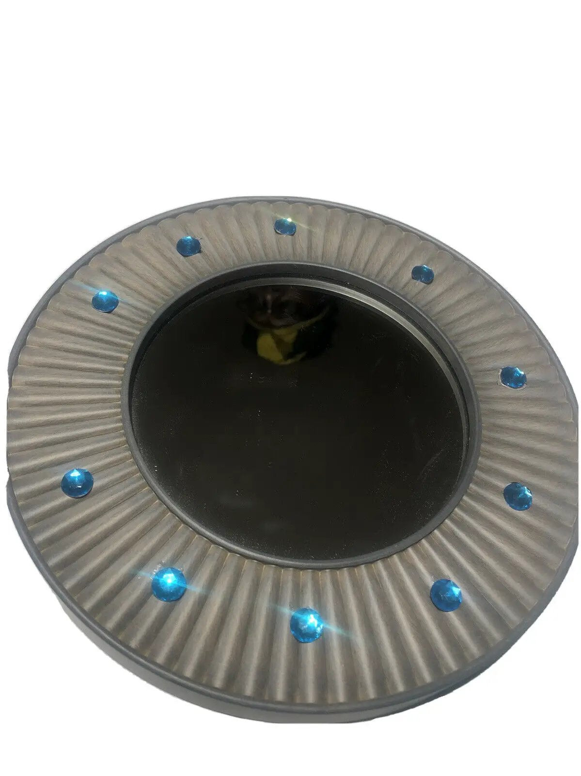 Gray Round Mirror Decor by Unbranded