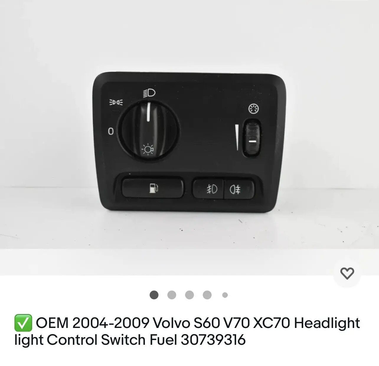 OEM 2004-2009 Volvo S60 V70 XC70 Headlight light Control Switch Fuel 30739316 by OEM Volvo