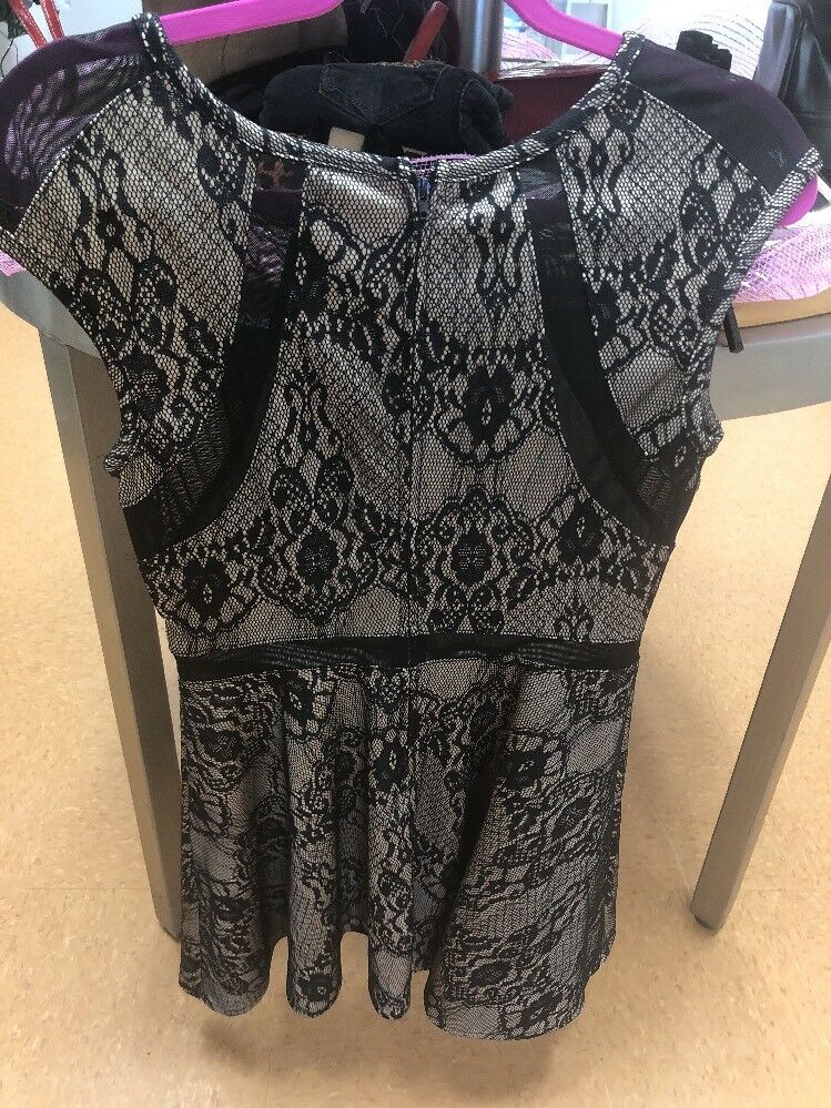Lace Small Dress Black And Nude Tone