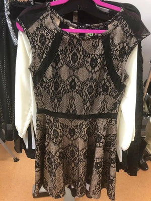 Lace Small Dress Black And Nude Tone