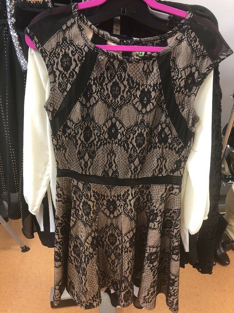 Lace Small Dress Black And Nude Tone