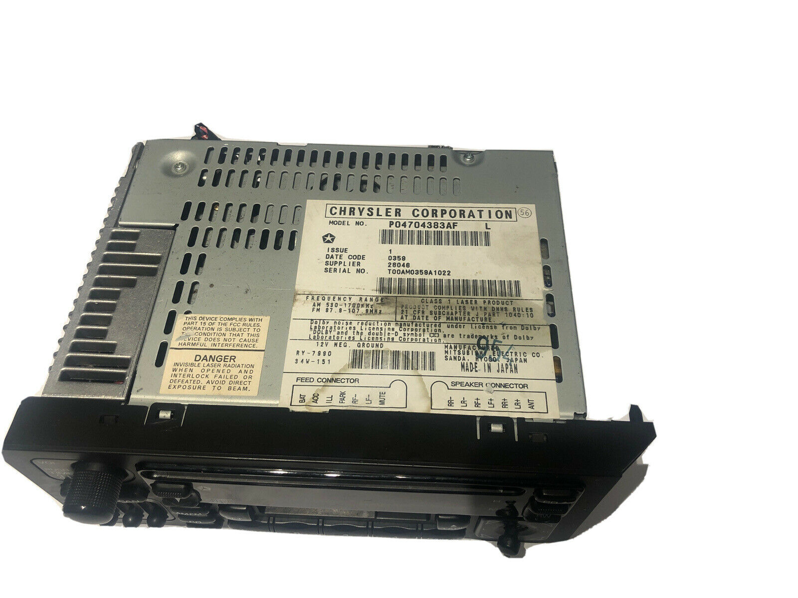 97 98 99 00 01 02 DODGE CHRYSLER PLYMOUTH JEEP OEM CD CASSETTE PLAYER P04704383/