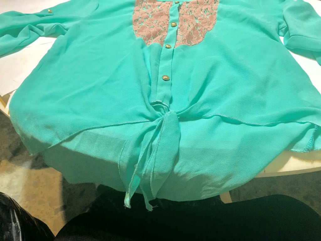 Youth Small Lace Teal Blouse by DALEY1DEALS,LLC.