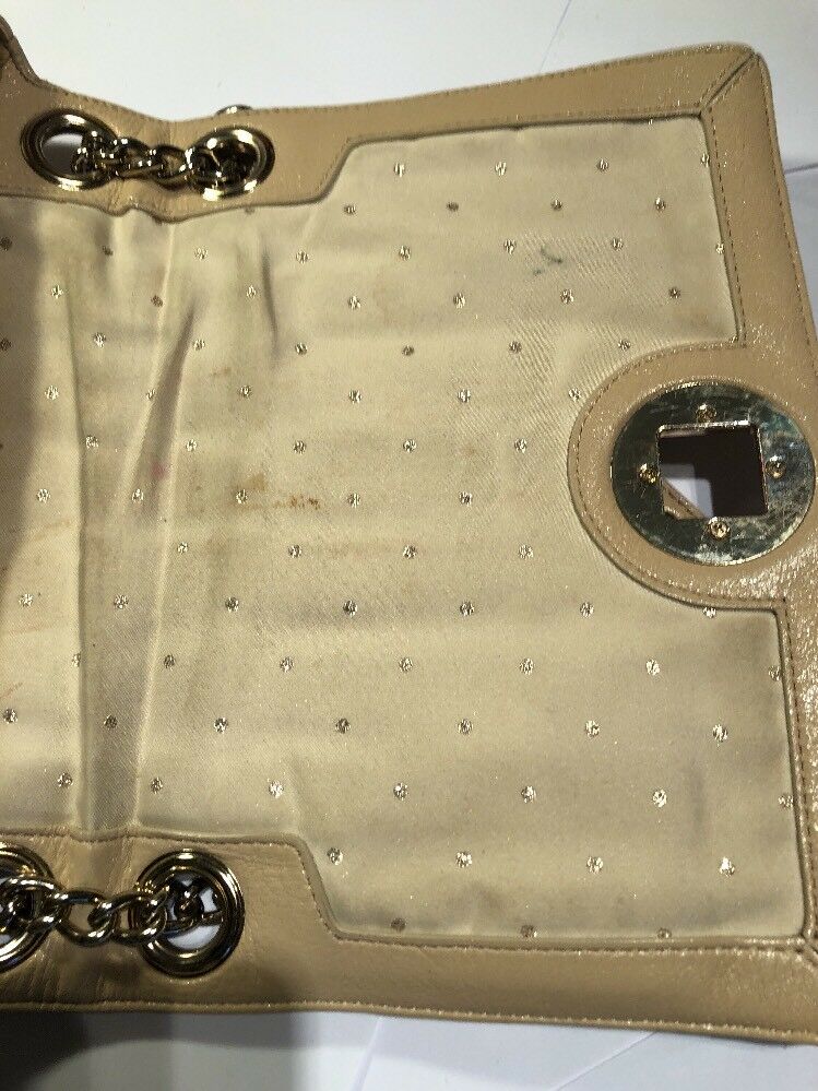 KATE SPADE BEIGE TOTE BAG WITH DOUBLE STRAND CHAIN AND LEATHER HANDLE