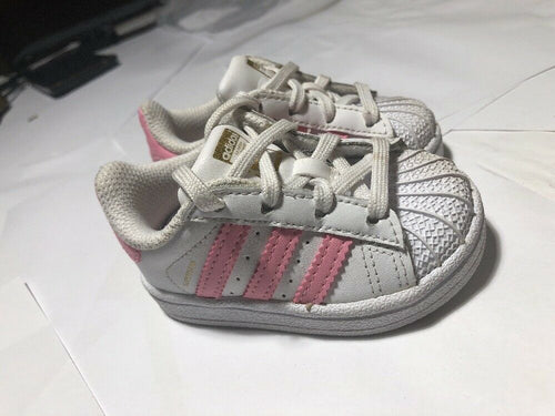 Toddler Pink And White Superstar Adidas Size 3