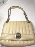 KATE SPADE BEIGE TOTE BAG WITH DOUBLE STRAND CHAIN AND LEATHER HANDLE