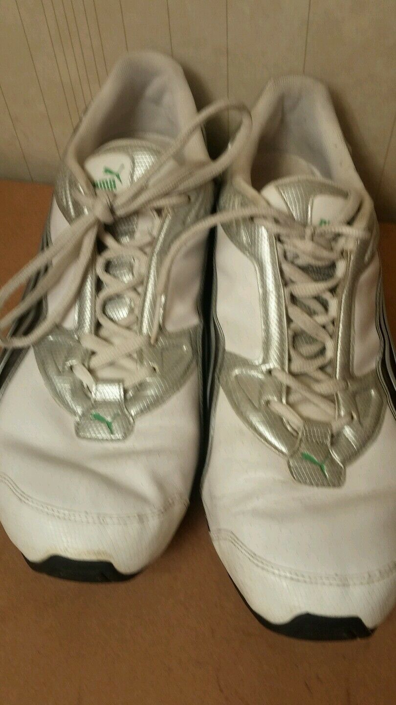 MENS US 12 & UK 11 PUMA COOL ATHELETIC SHOES WHITE  UPPER LEATHET