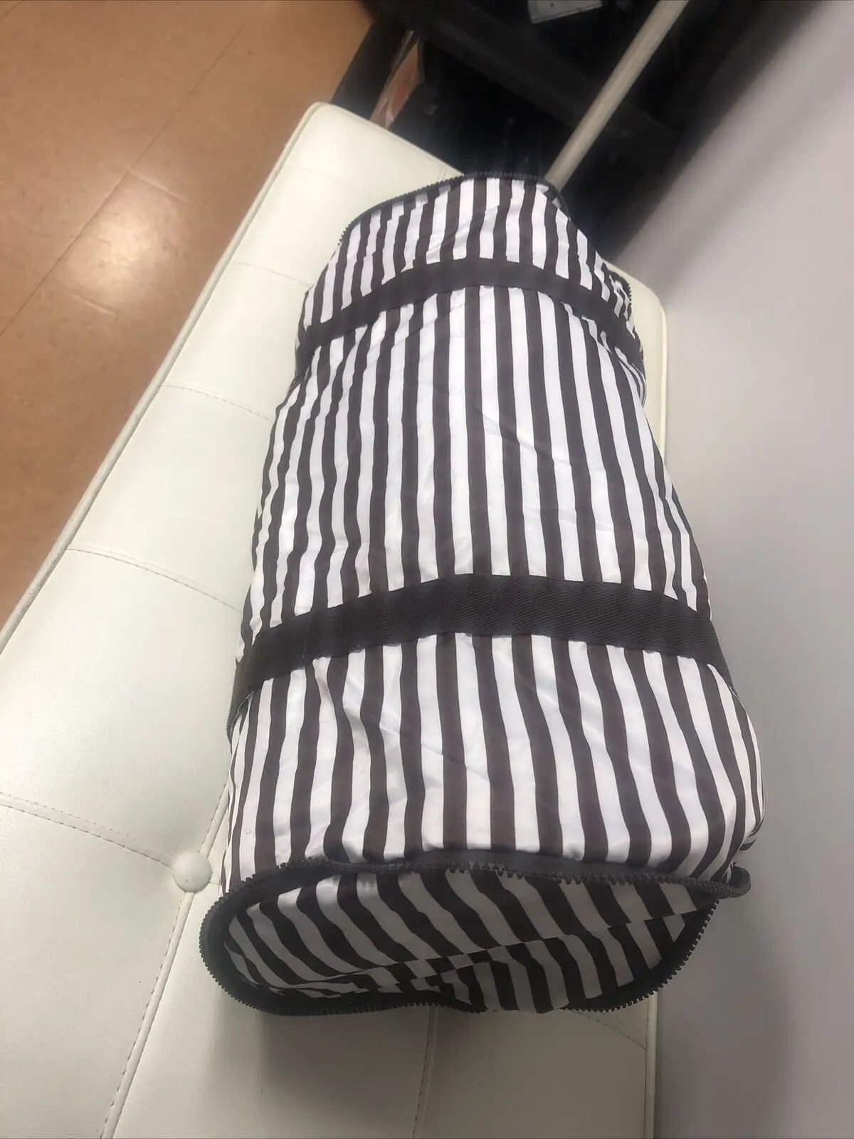 Henri Bendel Packable Travel Bag Limited Edition Brown White Stripes Foldable by Henri Bendel