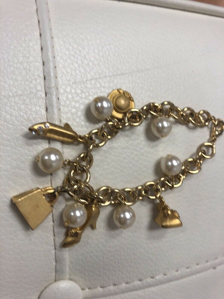 Beautiful Gold Charm Bracelet With Pearls