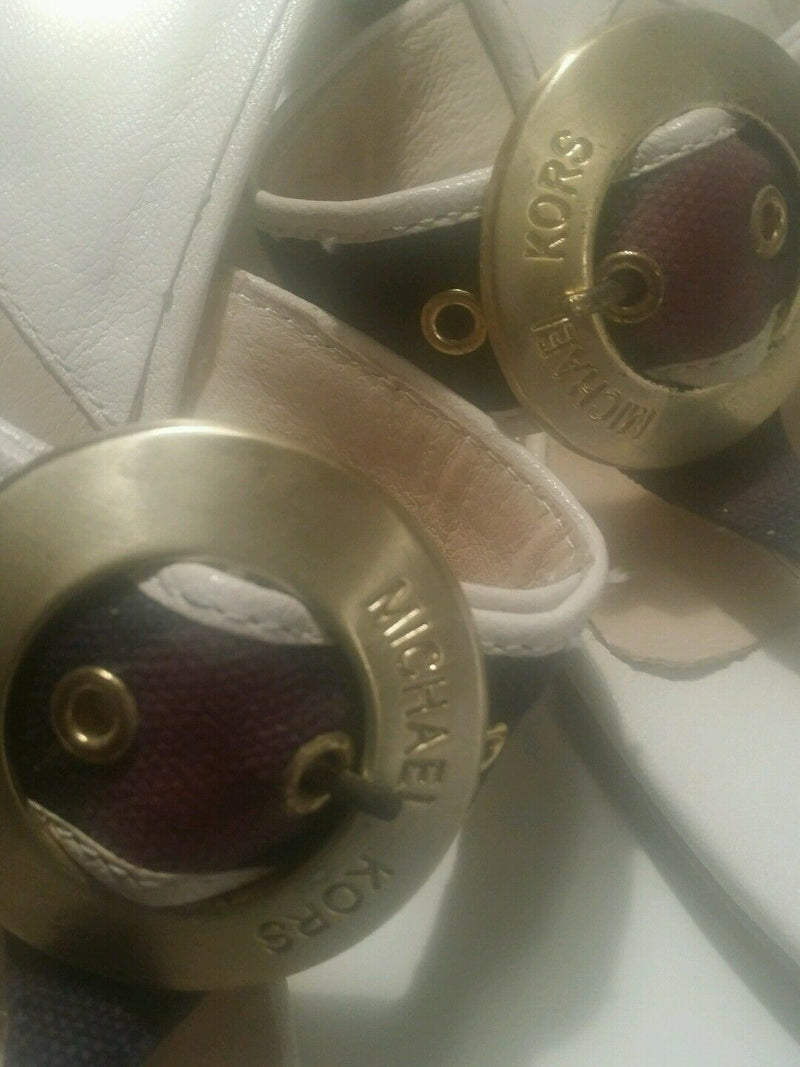 Michael kors canvas thong sandals 2 inch heel and gold hardware