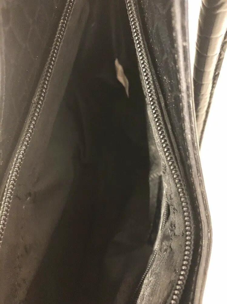 Croco Print Double G Black Handbag by Unbranded